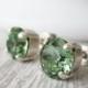 Green Stud Earrings, Erinite, Green Wedding, Bridesmaid Earrings, Post Earrings, Rhinestone Studs, Simple Classic Jewellery