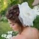 Large Ivory Organza Flower Headpiece , Wedding Hair Accessory - Delphine