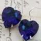 Bermuda Blue Heart Earrings  -  Heart Jewelry Wedding Love Anniversary Bridesmaids