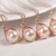 Set of 4-10 Rose Gold Pearl Bridesmaids Necklace Bridal Pearl Necklaces Rose Gold Bridal Jewelry Rose Gold Necklaces Bridesmaids Gifts