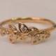 Leaves Engagement Ring  - 14K Rose Gold and Diamond engagement ring, engagement ring, leaf ring, filigree, antique, art nouveau, vintage
