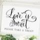 Love is Sweet Sign - 5 x 7 sign - DIY Printable sign in "Bella" black - PDF and JPG files - Instant Download
