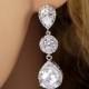 Haviva -  Luxe Cubic Zirconia Teardrop Earrings, Bridal Earrings, Silver Bridesmaid Earrings, gifts for her, Wedding Bridal Jewelry