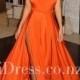 High Slit Orange One-shoulder Sleeveless Long Prom Dress
