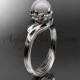 Platinum diamond pearl flower, leaf and vine engagement ring AP240