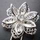 Mia Hair Pin - Bridal Swarovski Crystal Rhinestone Flower Filigree Silver Wedding Jewelry Accessories