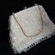 WHITE Wedding Sequins 60's MOD HANDBAG Retro Beaded Bling Clutch Purse gold-toned clasp - strap bag Woman Everyday to Evening Glam Accessory