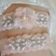 Blush Pink Wedding Garter Set, Bridal Garter, Lace Wedding Garters, Seeded Pearl Leaf Garter with Beads, Bridal Accessories, Crystal Garter