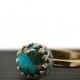 Copper Turquoise Ring, 14K Gold Fill Ring, Engagement Ring, 8mm Gemstone Ring, Turquoise and Gold Jewelry