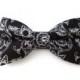 Black bow tie - mens bow tie - black and white floral pre tied clip on bowtie - mans already tied bowties cotton print - groomsmen bow ties