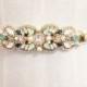 Opal Gold and Emerald Green Bridal Belt- Mint Wedding- Swarovski Crystal Bridal Sash- One-of-a-Kind Hand-Beaded -Vintage Glamour
