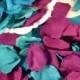 200 Rose Petals - Artifical Petals - Shades of Teal Blue Green and Violet Purple - Wedding Decoration - Flower Girl Petals - Table Scatter