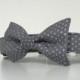 Gray Metallic Silver Polka Dot Bow Tie Dog Collar Wedding Accessories Made to Order