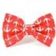 Red Anchors Dog Bow Tie - Detachable Cherry Red Nautical Sailor White Anchor Dog Bow