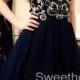 Black Round neckline Rhinestone Tulle Short Prom Dress, Homecoming Dress from Sweetheart Girl