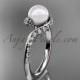 14kt white gold diamond pearl engagement ring AP277