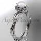 Platinum diamond pearl vine and leaf engagement ring AP290