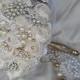 CUSTOM Jeweled Wedding Bouquet - DEPOSIT for a Custom Made Jeweled Wedding Bouquet, Gold and Silver Accents, Brooch Bouquet, full price 450