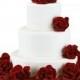 Red Silk Rose Cake Flowers - Wedding Reception Decoration