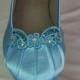 Something Blue Flats Wedding Shoes hand dyed and hand enhanced