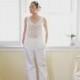 Wedding wide legged pants and separate top-a lovely alternative to the wedding dress-made to order- white