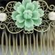Vintage Style Mint Sakura Flower Bridal Hair Comb Wedding hair accessories Bridesmaids Gift Wedding Hair Comb Bridal Hair accessories