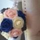 IVORY, GREY, PINK Blush & Royal Blue Wedding foam flower balls with Pearl Handle, Wedding Decor, Flower Girl. Choose Your Rose Colors.