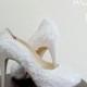 Ivory White Lace EmbroideryWedding Shoes,Ivory White Bridal Heels,Ivory White Beaded Lace Wedding Shoes, Ivory White Lace Bridal Heels