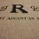 Rustic burlap aisle runner with initials and date/ custom sizes available