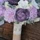 Handmade Wedding Bouquet - Shades of Purple, Small Bridal Bridesmaid Bouquet, Radiant Orchid, Keepsake Bouquet, Sola Wood Bouquet