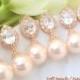 Bridesmaid Gift Wedding Jewelry Set of 7 10% Off - Rose Gold Drop Peach Pearl Bridal & Cubic Zirconia Maid of Honor Wedding Earrings Jewelry