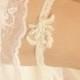 white bridal garter, wedding garter, White lace garter, bride garter, beaded bridal garter, vintage garter, rhinestone garter - New