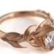 Leaves Engagement Ring, 18K Rose Gold and Diamond engagement ring, engagement ring, leaf ring, filigree, antique,art nouveau,vintage