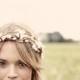 Bridal crown, Boho wedding wreath, Rustic woodland hair band, Ivory headpiece - ADELINE