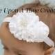 Pure White Satin Headband - Baby Girl Holiday Dressy Hair Bow - Little Girl's Flower Christening HairBow - Baby Girls Baptism