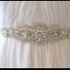 Bridal Pearl Crystal Medallion Sash. Vintage Rhinestone Applique Wedding Belt. Bride Sash.  JANE