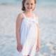 White Beach Dress - White Flower Girl Dress - Halter Dress for Girls - Bow Dress