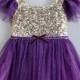 Purple Gold Sequined Girls Dress, Sequin Dress, Princess Dress, Tulle Dress, Tutu Dress, Party Dress, Birthday Dress, Flower Girl Dress