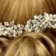 6 inches long Veil Comb, Bridal comb, Crystal, Wedding Accessory, Bridal hair comb,leaves, Greek, Tiara, Swarovski, Ivory pearls