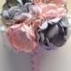 Blush Pink, Cream and Grey - Large Size Bouquet - Fabric Flower Bouquet, Fabric Bouquet, Heirloom Bouquet, Vintage Glam Style
