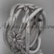 14kt white gold matte finish leaf and vine, flower wedding ring,wedding band ADLR352G