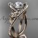 14k rose gold leaf and flower diamond unique engagement ring, wedding ring ADLR369