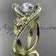 14k yellow gold leaf and flower diamond unique engagement ring, wedding ring ADLR369