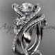 platinum leaf and flower diamond unique engagement set, wedding ring ADLR369S