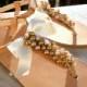 Wedding sandals -Pearls sandals - Gold pearls and satin bow sandals - Greek leather sandals -Bridesmaids shoes - Beach wear - Summer sandals