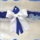 White Organza Ribbon Wedding Garter Toss Made with Los Angeles Dodgers Fabric