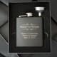 8 Personalized Groomsmen Gifts - EIGHT Custom Engraved Black Flasks Gift Sets