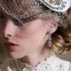 Crystal Bridal Head piece, Ivory and Crystal Bridal Fascinator, Birdcage Veil, Art Deco, Gatsby Wedding headpiece, STYLE 121