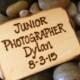 Wedding Lapel Pin Junior Photographer Badge for Your Nephew or Special Little Boy Personalized with HIS Name and Wedding Date