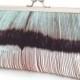 Clutch bag, silk purse, wedding, bridesmaid gift, Feather